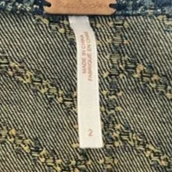 Free People Chevron Textured Denim Moto Jacket - Size 2 - Picture 4 of 9